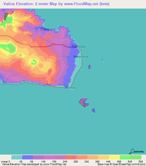 Vailoa,Samoa Elevation Map