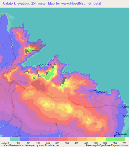 Uafato,Samoa Elevation Map