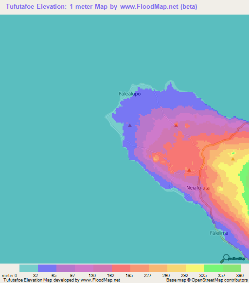 Tufutafoe,Samoa Elevation Map