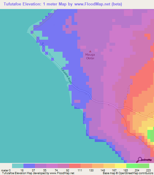 Tufutafoe,Samoa Elevation Map