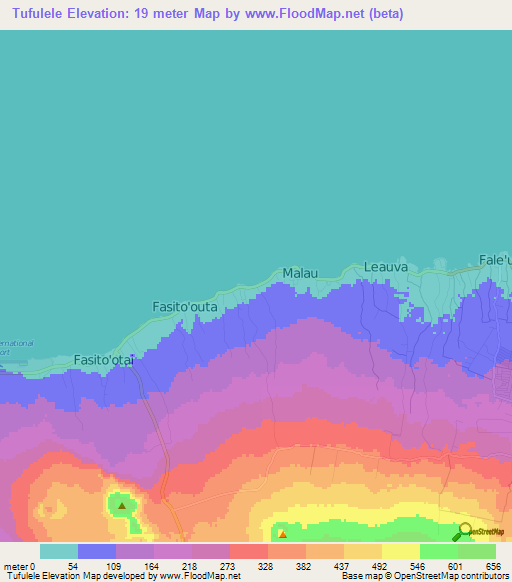 Tufulele,Samoa Elevation Map
