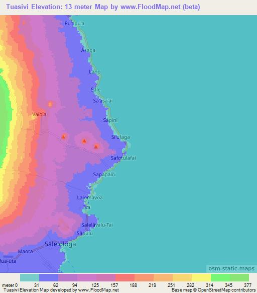 Tuasivi,Samoa Elevation Map