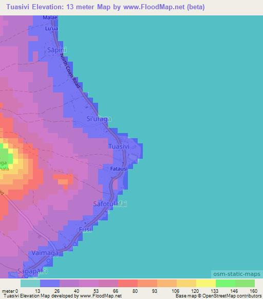 Tuasivi,Samoa Elevation Map