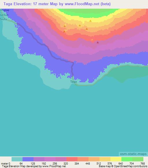 Taga,Samoa Elevation Map