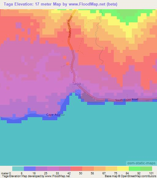 Taga,Samoa Elevation Map