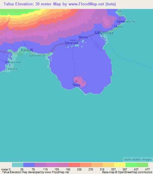 Tafua,Samoa Elevation Map