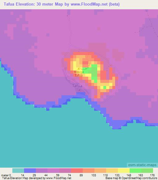 Tafua,Samoa Elevation Map