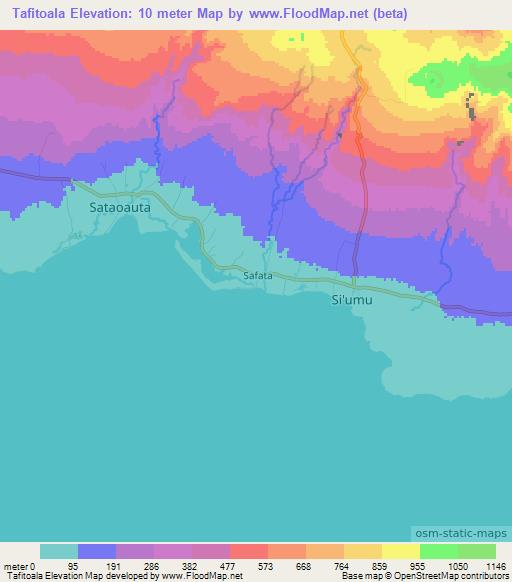 Tafitoala,Samoa Elevation Map