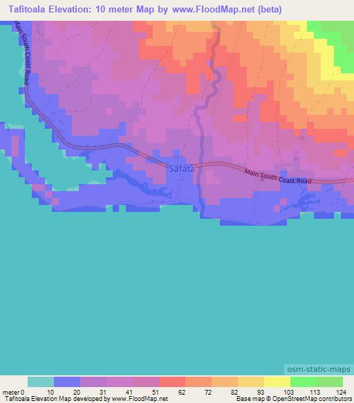 Tafitoala,Samoa Elevation Map