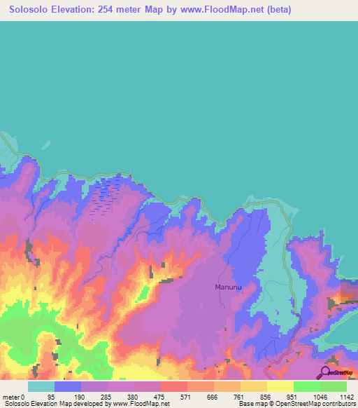 Solosolo,Samoa Elevation Map
