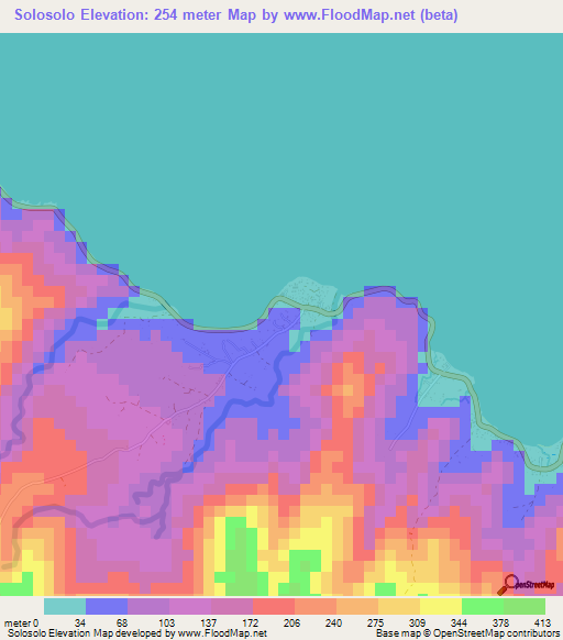 Solosolo,Samoa Elevation Map