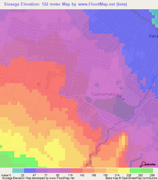 Siusega,Samoa Elevation Map