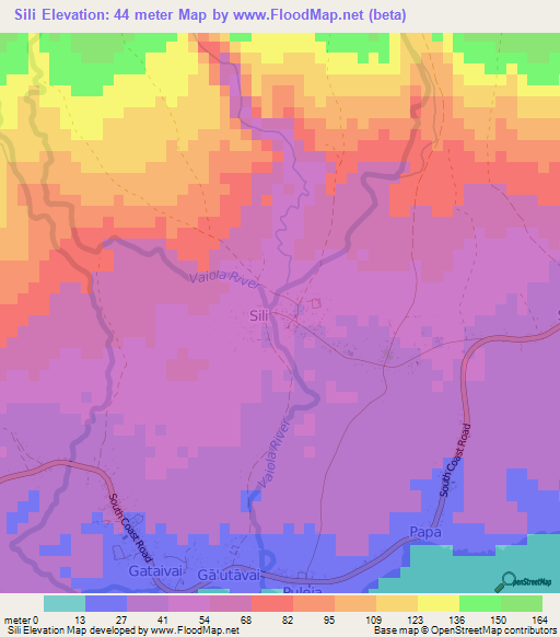 Sili,Samoa Elevation Map