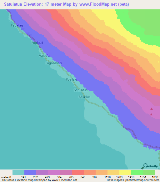Satuiatua,Samoa Elevation Map