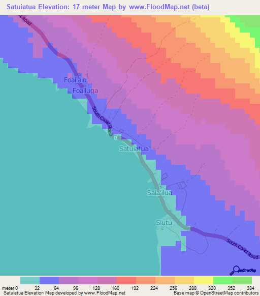Satuiatua,Samoa Elevation Map