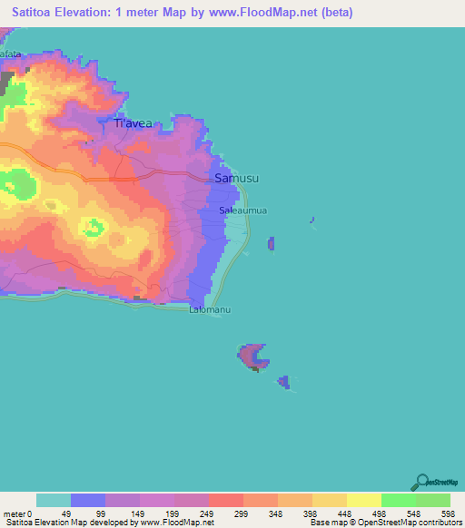 Satitoa,Samoa Elevation Map