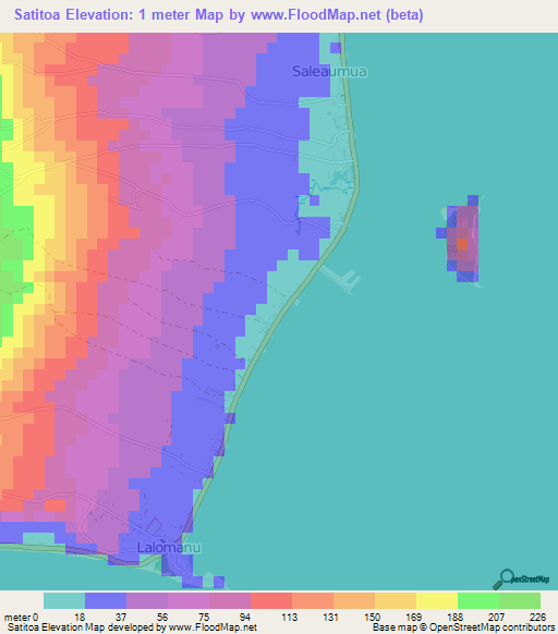 Satitoa,Samoa Elevation Map