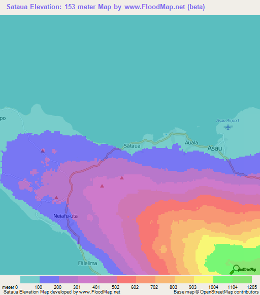 Sataua,Samoa Elevation Map