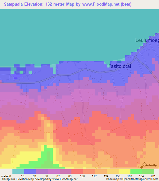 Satapuala,Samoa Elevation Map