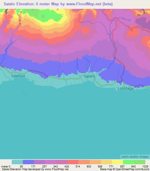 Satalo,Samoa Elevation Map