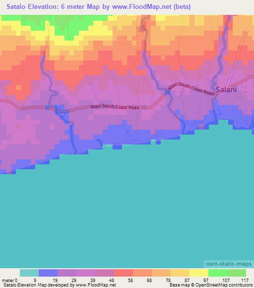 Satalo,Samoa Elevation Map