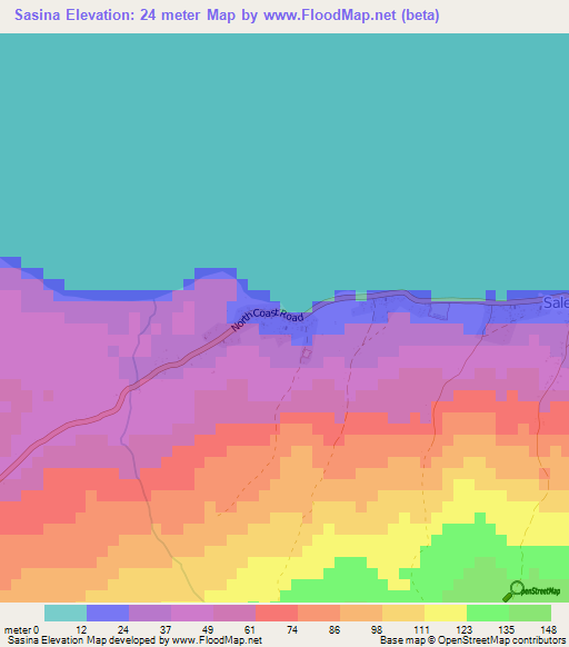 Sasina,Samoa Elevation Map