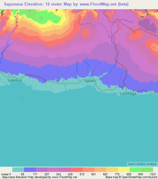 Sapunaoa,Samoa Elevation Map