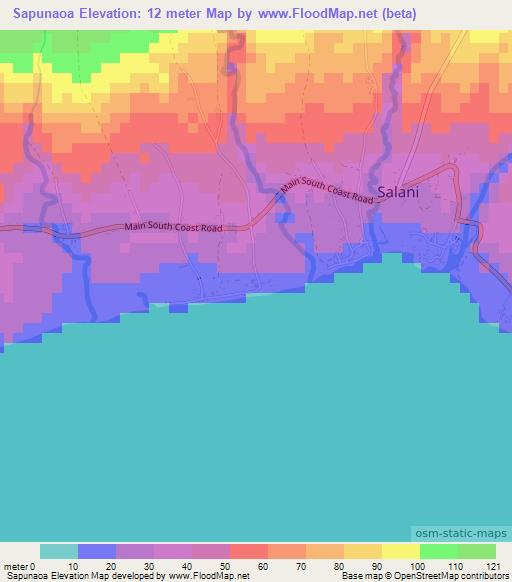 Sapunaoa,Samoa Elevation Map