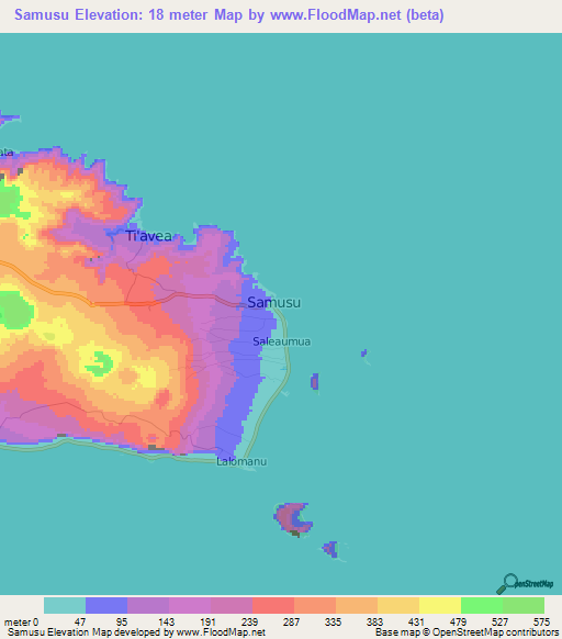 Samusu,Samoa Elevation Map