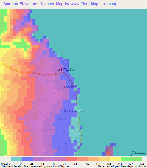 Samusu,Samoa Elevation Map