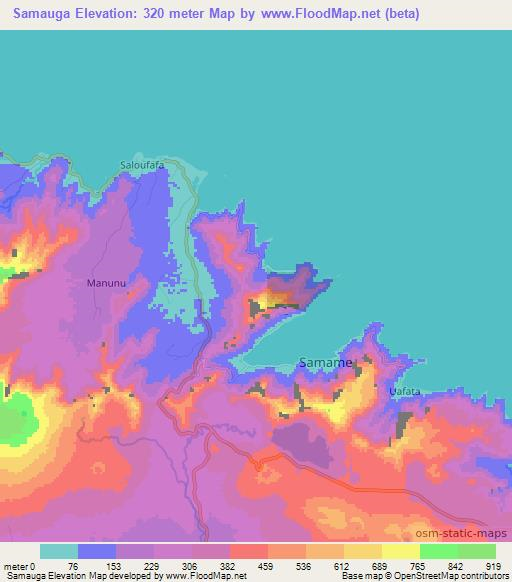 Samauga,Samoa Elevation Map