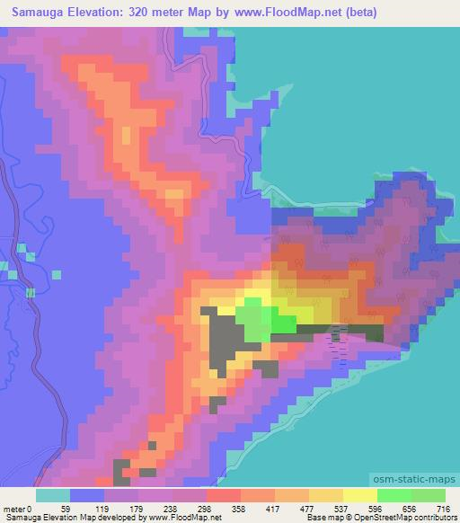 Samauga,Samoa Elevation Map