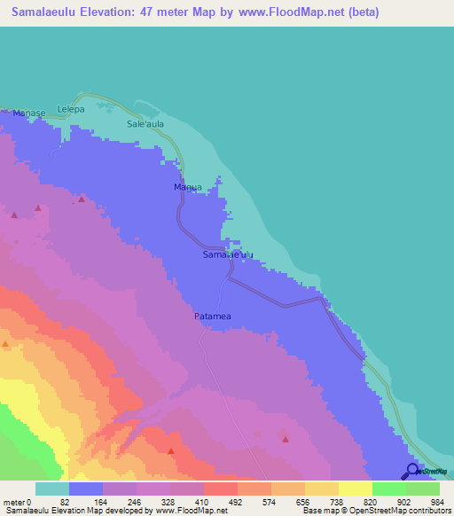 Samalaeulu,Samoa Elevation Map