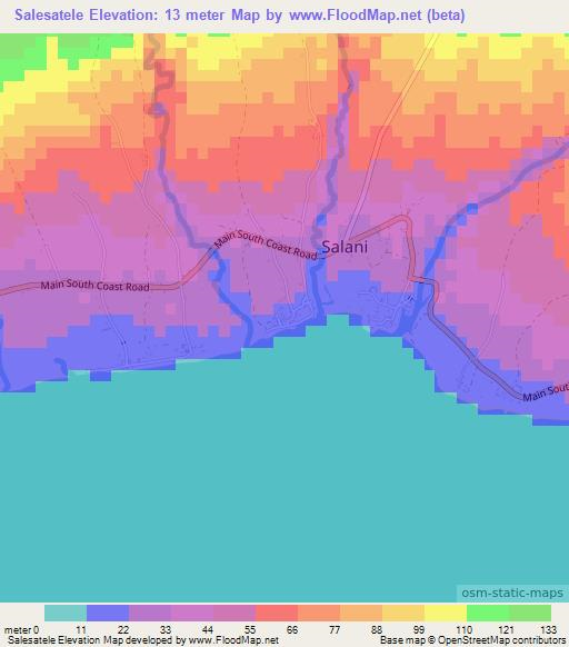 Salesatele,Samoa Elevation Map