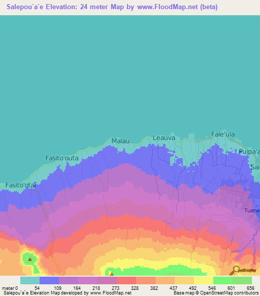 Salepou`a`e,Samoa Elevation Map