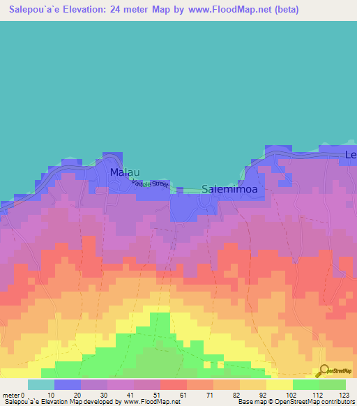 Salepou`a`e,Samoa Elevation Map