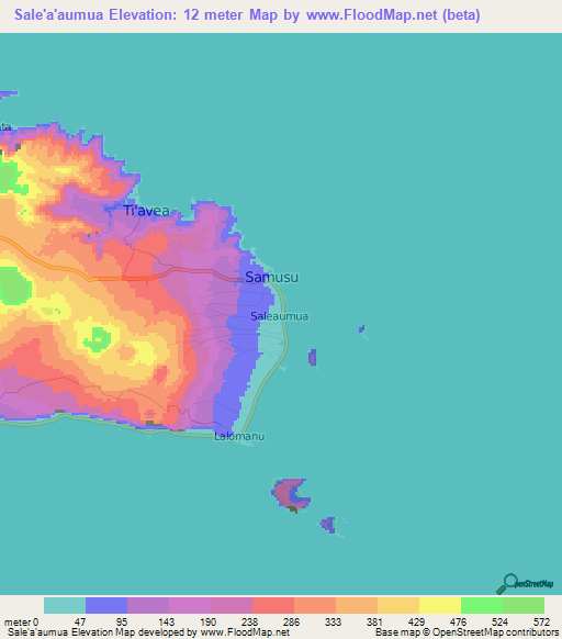 Sale'a'aumua,Samoa Elevation Map