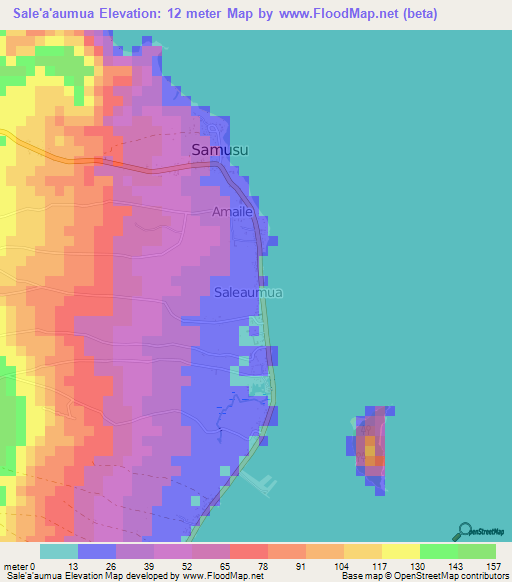 Sale'a'aumua,Samoa Elevation Map