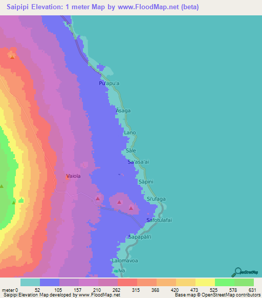 Saipipi,Samoa Elevation Map