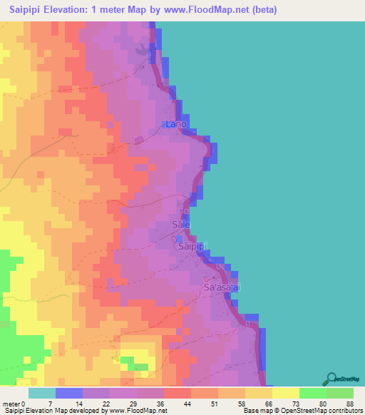 Saipipi,Samoa Elevation Map