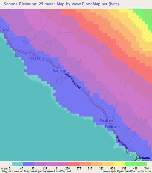 Sagone,Samoa Elevation Map