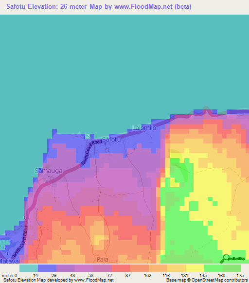 Safotu,Samoa Elevation Map