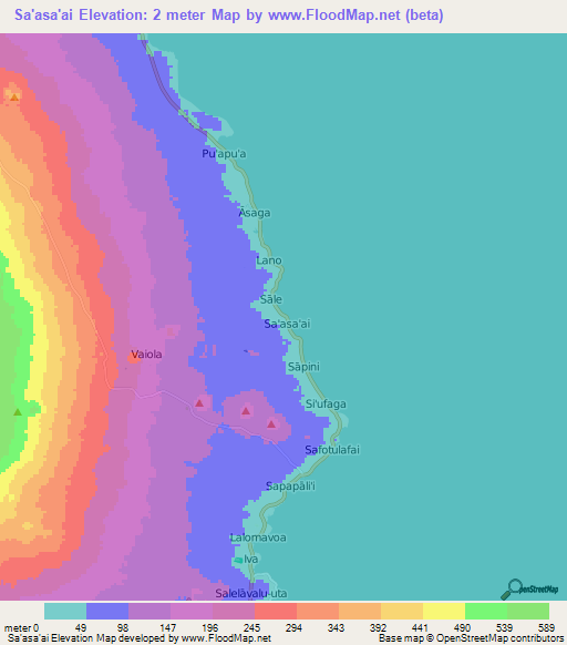 Sa'asa'ai,Samoa Elevation Map