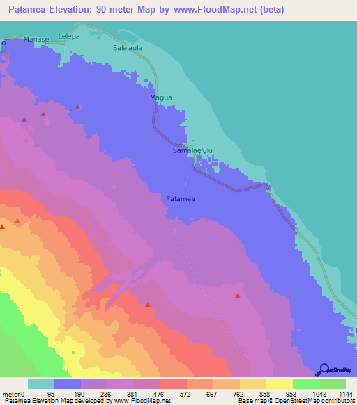 Patamea,Samoa Elevation Map