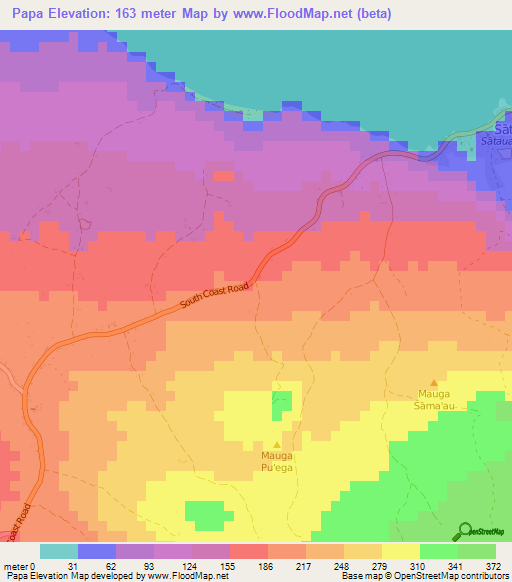 Papa,Samoa Elevation Map