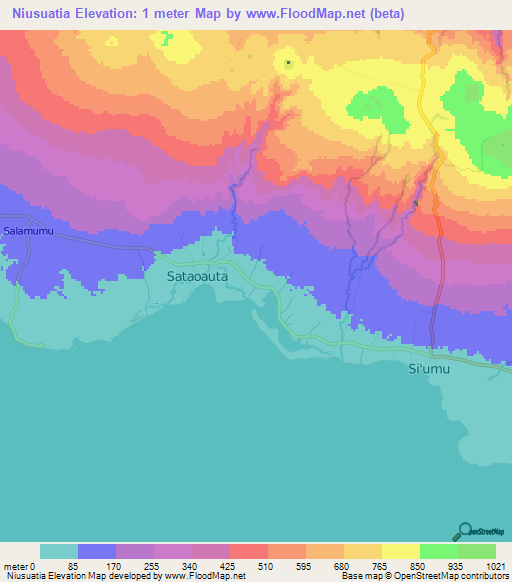 Niusuatia,Samoa Elevation Map