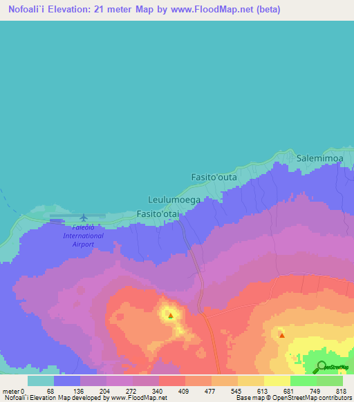 Nofoali`i,Samoa Elevation Map