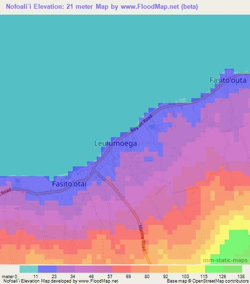 Nofoali`i,Samoa Elevation Map
