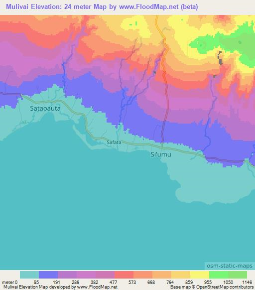 Mulivai,Samoa Elevation Map