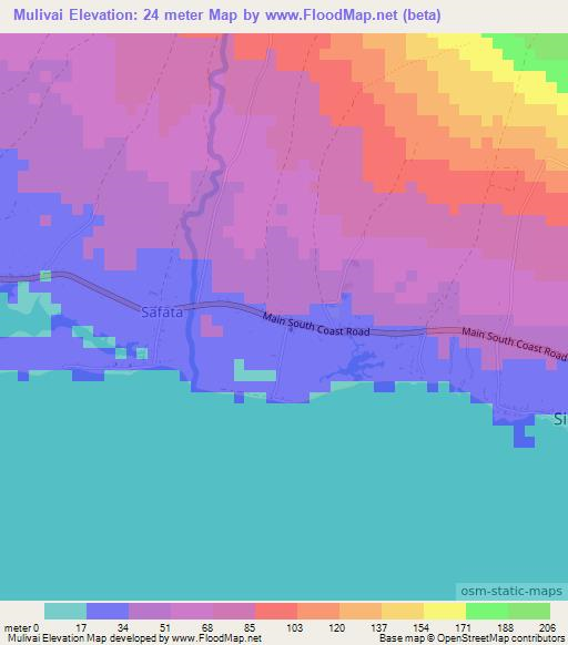 Mulivai,Samoa Elevation Map